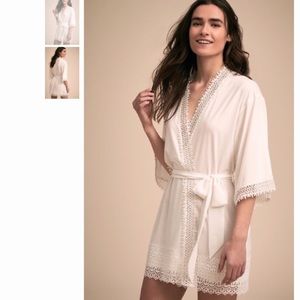 BHLDN cotton bridal robe with flower lace